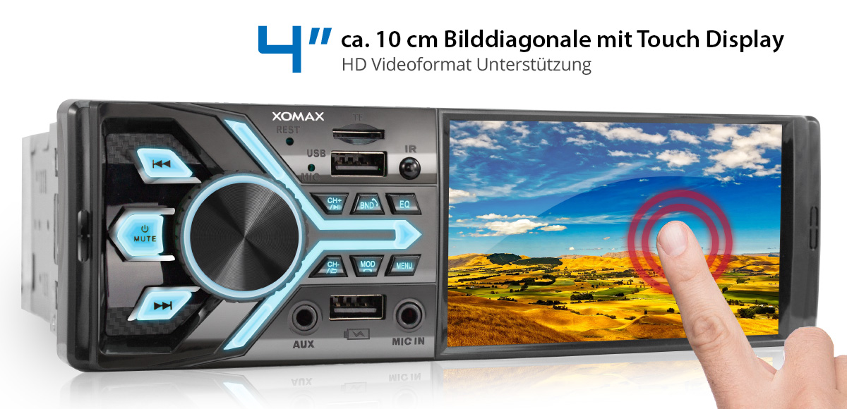 RDS Autoradio mit 10cm Video Display Bluetooth Id3 I MP5 MP3 2xUSB SD AUX  1DIN